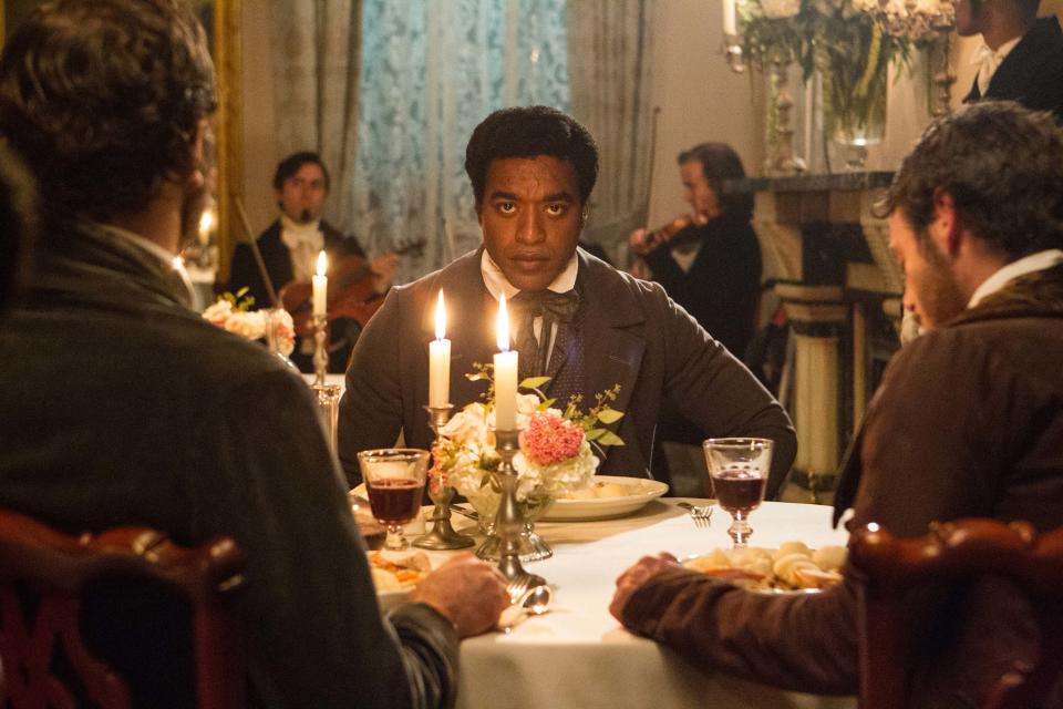 FILE- In this July 18, 2012, film publicity image released by Fox Searchlight, Chiwetel Ejiofor portrays Solomon Northup in a scene from "12 Years A Slave." Thanks to Northup’s memoir, which the film was based on, historians know where Solomon Northup was born, where he lived and where he worked. Much of his life is part of the record but no one knows when and how he died or where he is buried. (AP Photo/Fox Searchlight Films, Jaap Buitendijk, File)