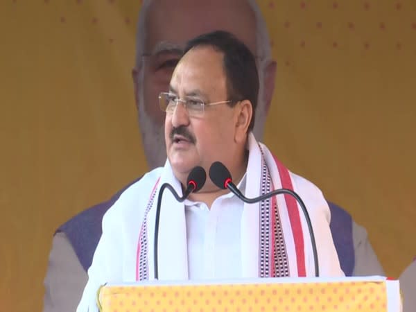 BJP National President JP Nadda addressing public rally in Bishnupur, Manipur (Photo:ANI)