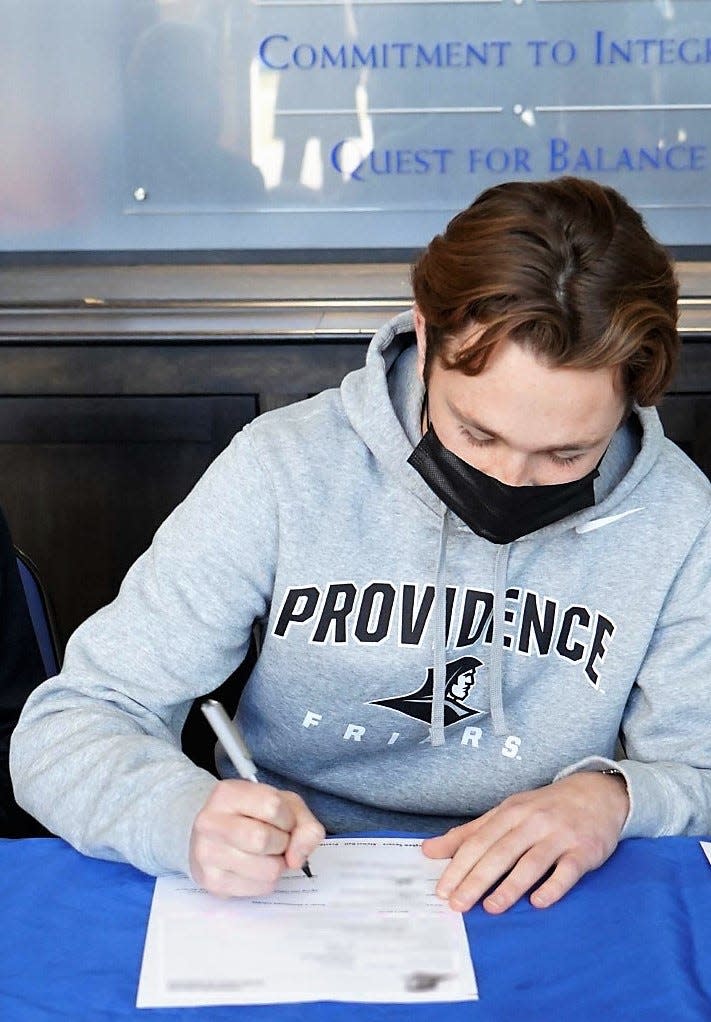 Mitchel Varley, a senior at Berwick Academy and Portsmouth resident, recently signed his National Letter of Intent to play Division I men's soccer at Providence College.