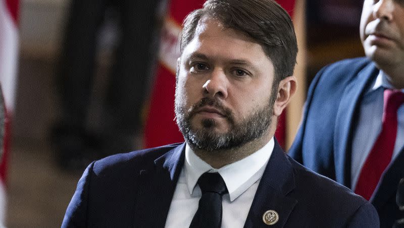 Rep. Ruben Gallego, D-Ariz., is seen at the U.S. Capitol, July 14, 2022, in Washington. Gallego says he’ll challenge independent U.S. Sen. Kyrsten Sinema of Arizona in 2024. 