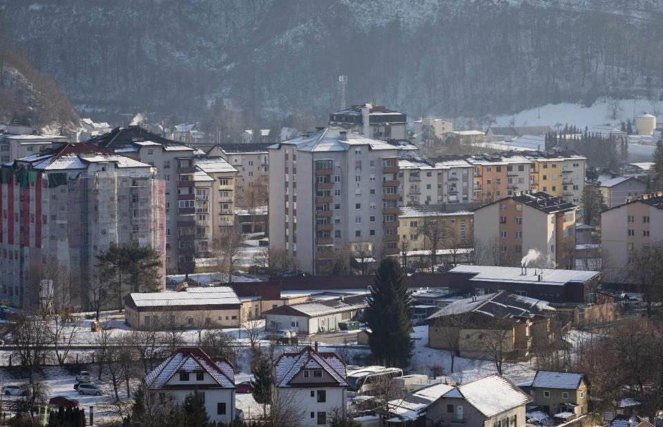 General view of apartment buildings in the neighborhood where Melania Trump grew up in Sevnica, Slovenia, Friday, Jan. 20, 2017. The inauguration of Donald Trump is a big thing for a small town in Slovenia where the future U.S. first lady traces her roots. Starting Friday, the industrial town of Sevnica plans three days of events to mark the inauguration and welcome all guests wishing to see where Melania Trump grew up. (AP Photo/Darko Bandic)