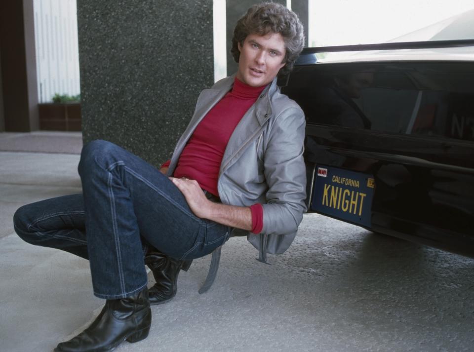 KNIGHT RIDER -- Pictured: David Hasselhoff as Michael Knight and K.I.T.T. -- Photo by: Gary Null/NBCU Photo Bank .