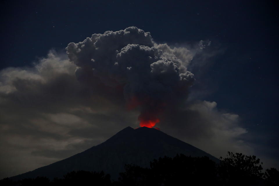 Mount Agung is spewing ash 2000 metres into the air. Source: AAP