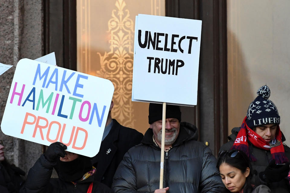 Anti-Trump protesters gather as Electoral College votes