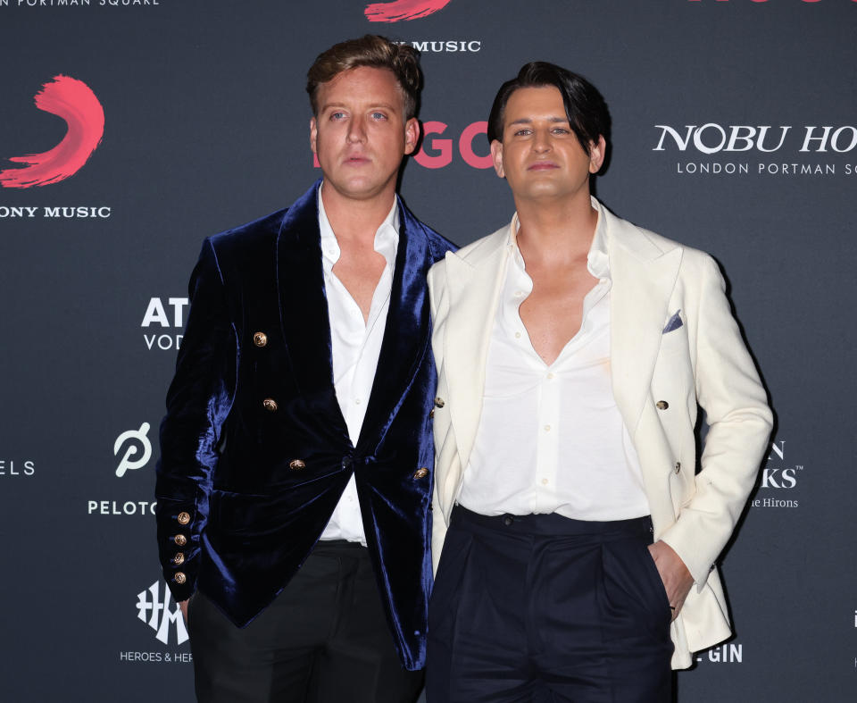 Ollie Locke (right) and his partner Gareth Locke have documented their journey to parenthood. (Getty Images)