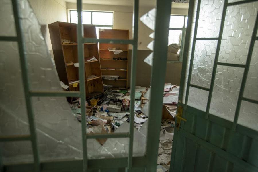 Medical equipment and files lie damaged and looted by Eritrean soldiers at a hospital which they used as a base, according to witnesses, in Hawzen, in the Tigray region of northern Ethiopia, on May 7, 2021. (AP Photo/Ben Curtis, File)
