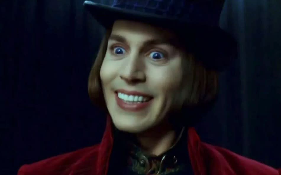 Depp as Wonka in Tim Burton's Charlie and the Chocolate Factory (Credit: Warner Bros)