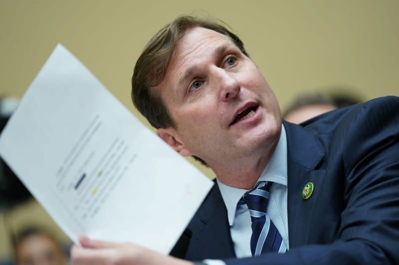 Rep. Dan Goldman, D-N.Y., speaks as the House Oversight and Accountability Committee hearing on Thursday. Photo by Bonnie Cash/UPI