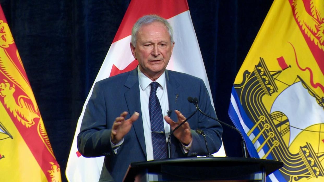 New Brunswick Premier Blaine Higgs announced the province would be offering a $300 affordability payment that would benefit 250,000 during his January state of the province speech. (Ed Hunter/CBC - image credit)