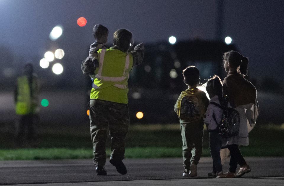 Children walk and are carried