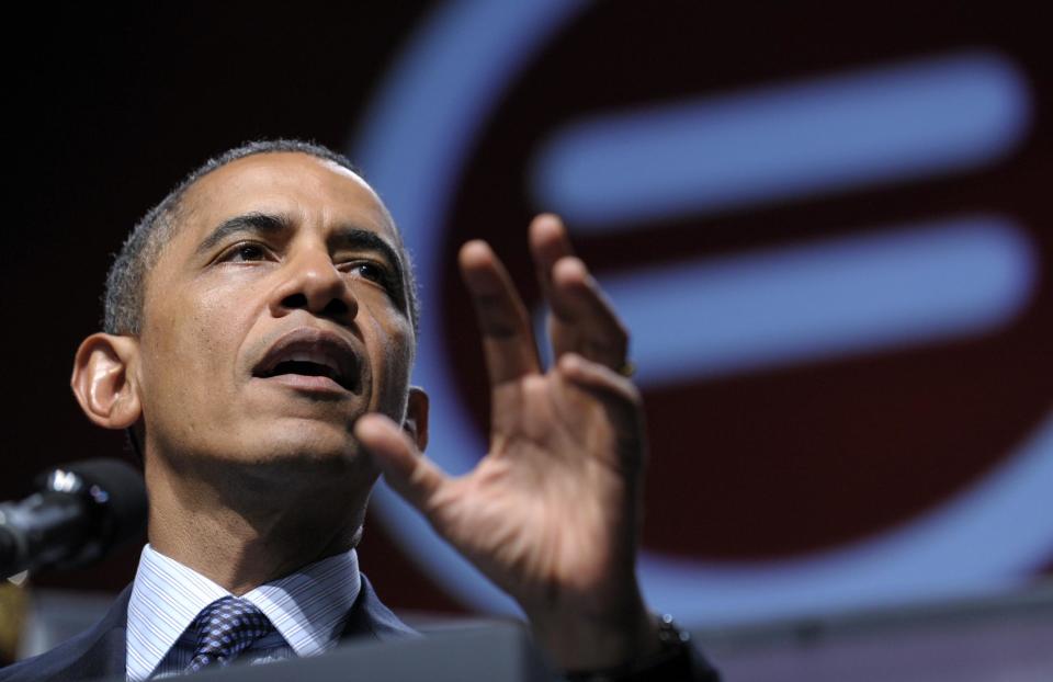 President Barack Obama addresses the National Urban League convention at the Ernest N. Morial Convention Center in New Orleans, Wednesday, July 25, 2012. (AP Photo/Susan Walsh)