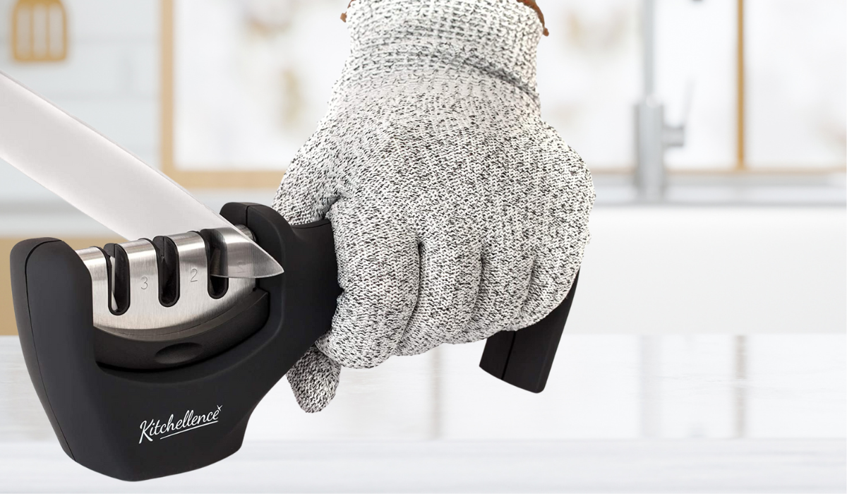 knife sharpener and knife-proof glove