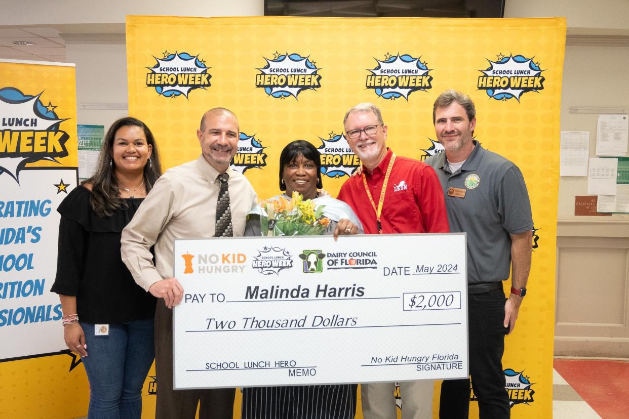 No Kid Hungry Florida, the Dairy Council of Florida, and The Florida Department of Agriculture and Consumer Services honored Malinda Harris, Leon High School’s dedicated cafeteria manager as a 2024 Florida School Lunch Hero award this morning.