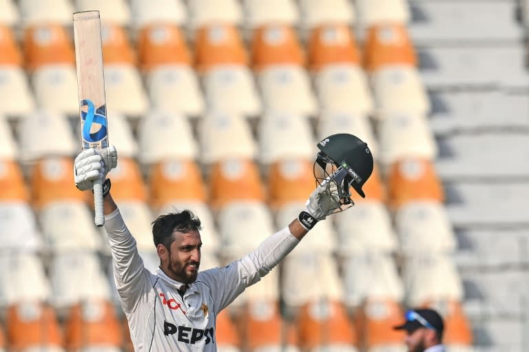 England reached 96-1 on the second day of the first Test after Pakistan built a mammoth first innings score of 556, helped by an aggressive century by Agha Salman in Multan (Aamir QURESHI)