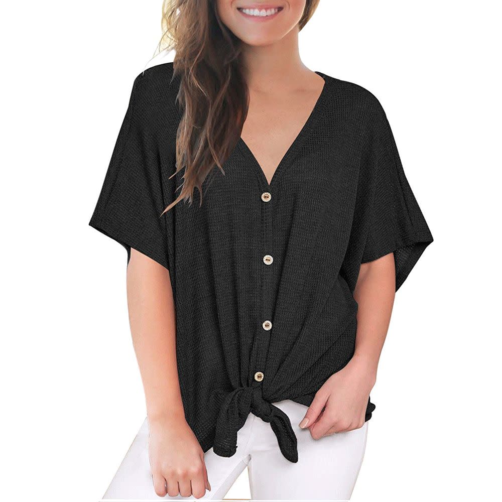 The Miholl Tie-Front Blouse goes with everything. (Photo: Amazon)