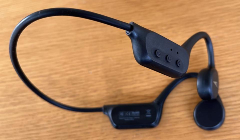 A side view of the Tri Pro earphones, with a look at the the three control buttons.
