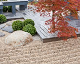 <p> If you love the thought of Japanese garden ideas make sure you include landscaping with gravel in your plans. The aim is to use it in a calming, serene and ordered way. Japanese gardens are used as a place for contemplation, so it&#x2019;s the perfect opportunity to slim things down and keep the style simple. It&#x2019;s all about attention to detail.&#xA0; </p> <p> Space is organised and connected, whether that&#x2019;s with a carefully positioned vertical tree or the placement of a series of smooth stones. Hard landscaping materials include circular paths constructed of stepping stones, interspersed with pockets of raked gravel that looks like rippling waves. </p>