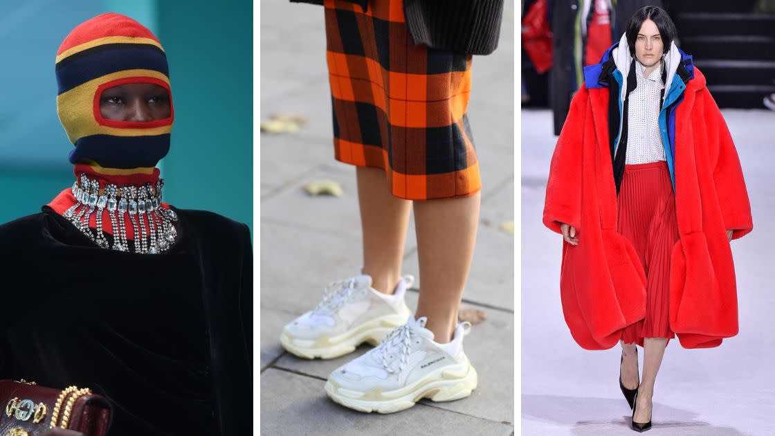 Balaclavas, ugly sneakers and oversized coats were major trends of 2018.&nbsp; (Photo: Getty)