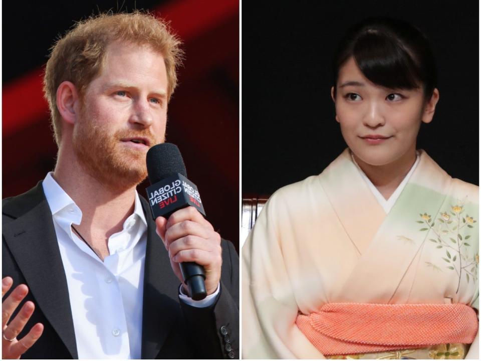 Prince Harry (left) and Princess Mako (right).