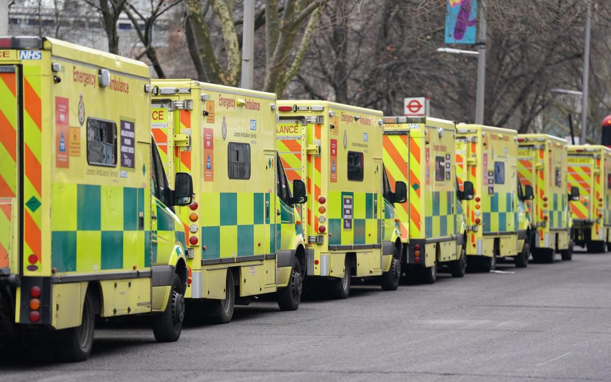 Ambulances parked outside London Ambulance Service NHS Trust control room in Waterloo, London, as "clique" ambulance staff have been criticised in a new report which suggests that target-driven cultures could be having a negative impact on ambulance trusts "just as it did at Mid Staffs". PA Photo. Issue date: Thursday February 23, 2023. A national guardian has warned of negative cultures in trusts preventing workers from raising concerns as she called for a "cultural review" of ambulance organisations. - Kirsty O'Connor/PA