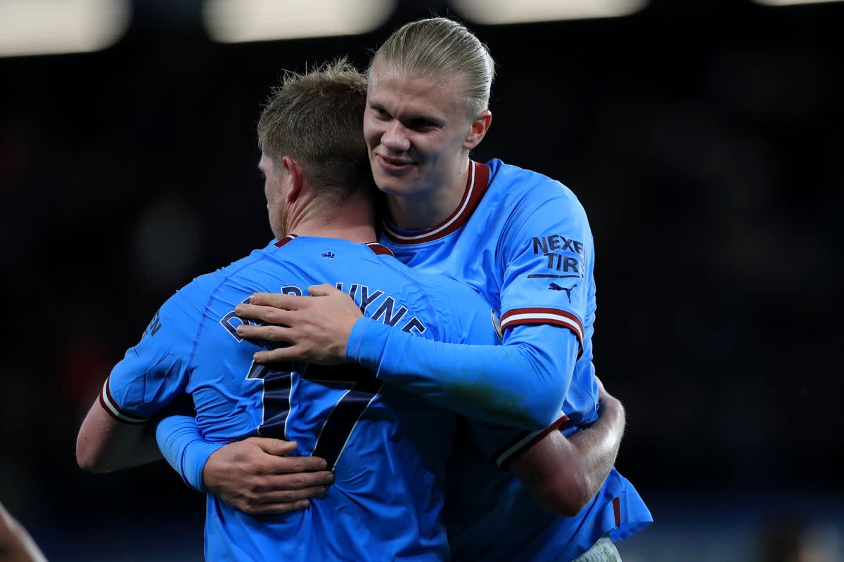 Kevin De Bruyne and Erling Haaland were outstanding as Manchester City overpowered Arsenal (Bradley Collyer/PA) (PA Wire)