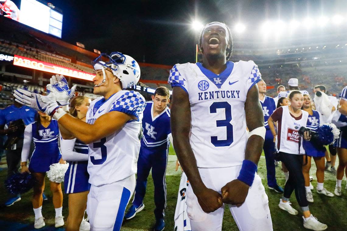 Kentucky quarterback Terry Wilson (3) threw for 151 yards and rushed for 105 more in Kentucky’s 2016 win at Florida.