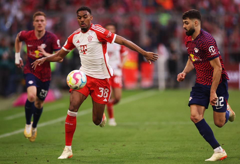 Ryan Gravenberch of FC Bayern Munich takes on RB Leipzig - Adam Pretty/Getty Images