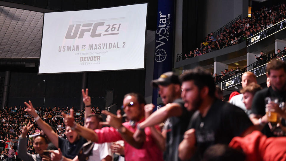 15,000 fans, pictured here at VyStar Veterans Memorial Arena for UFC 261.