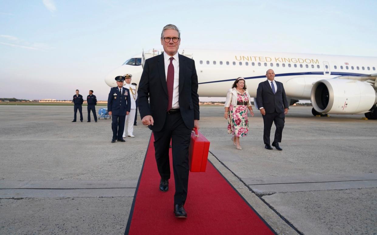 Sir Keir Starmer, the Prime Minister, arrives in Washington DC last night