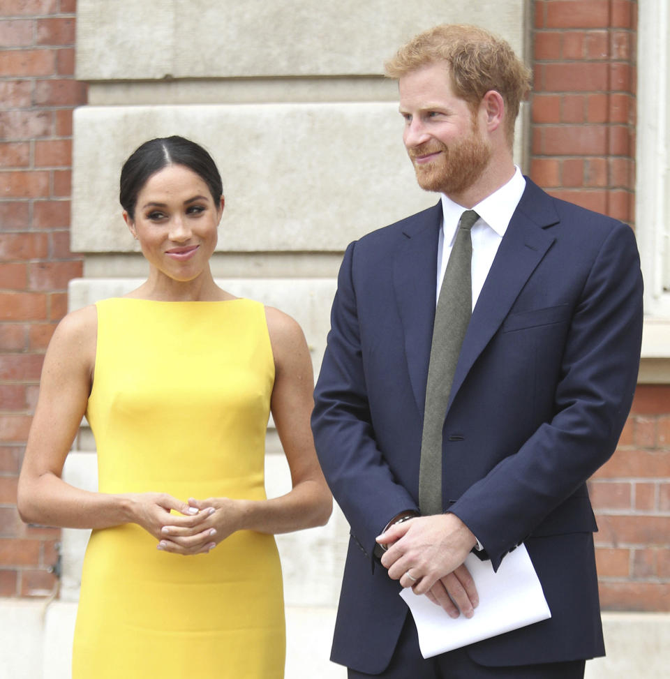 January 9th 2020 - Prince Harry The Duke of Sussex and Duchess Meghan of Sussex intend to step back their duties and responsibilities as senior members of the British Royal Family. - File Photo by: zz/KGC-375/STAR MAX/IPx 2018 7/5/18 Prince Harry The Duke of Sussex and Meghan Markle The Duchess of Sussex attend the Your Commonwealth Youth Challenge reception at Marlborough House. (London, England, UK)