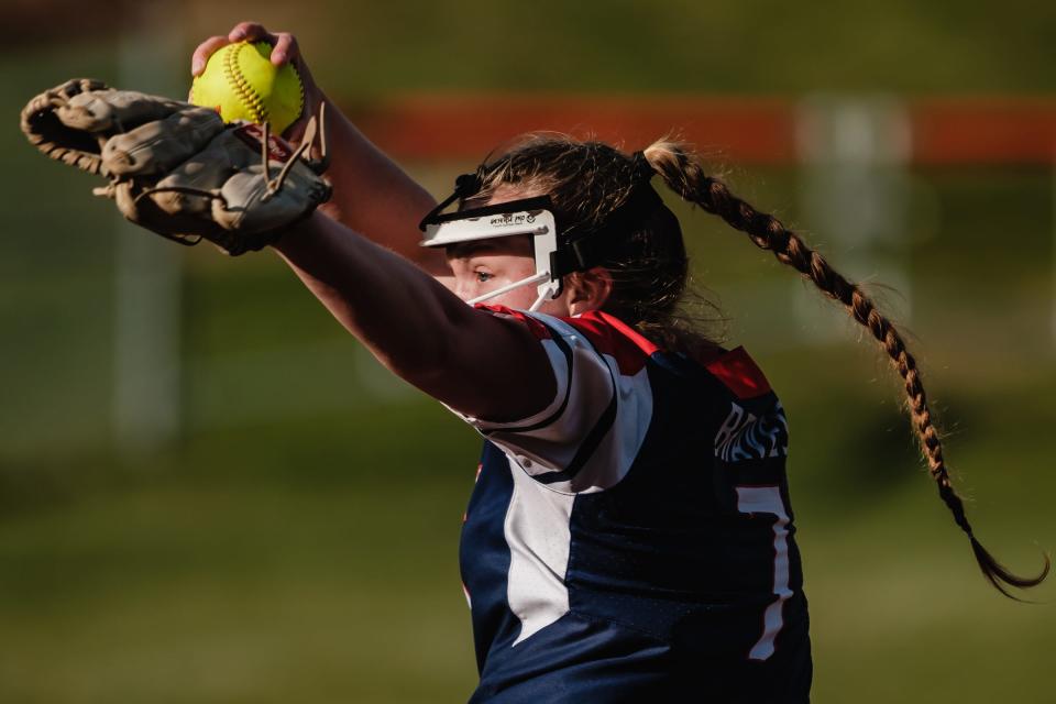 Indian Valley starting pitcher Mia Rose makes a delivery against Tusky Valley.