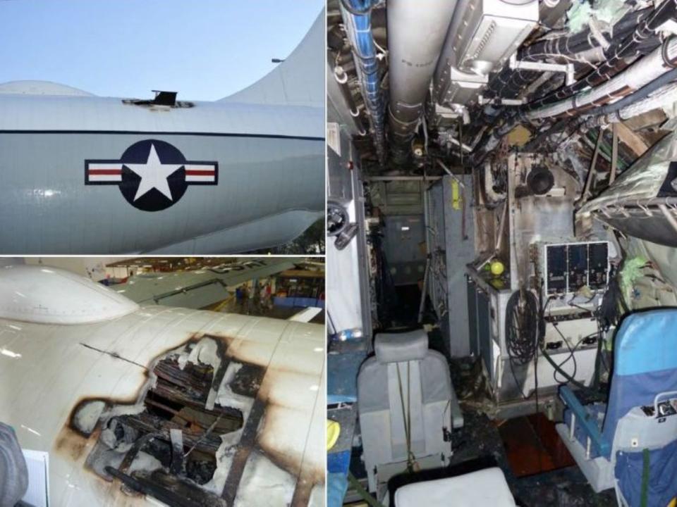 Photos of the fire damage on the KC-135.