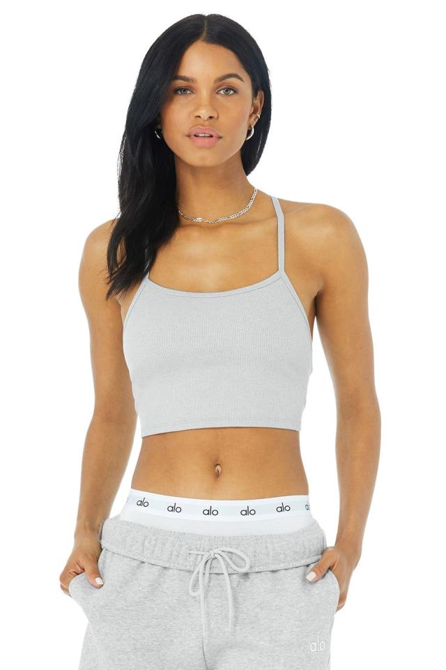 Blissful Henley Bra Top - Athletic Heather Grey