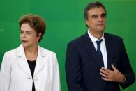 Brazil's new General Attorney Jose Eduardo Cardozo (R) attends his inauguration ceremony next to Brazil's President Dilma Rousseff at Planalto Palace in Brasilia, Brazil, March 3, 2016. REUTERS/Adriano Machado