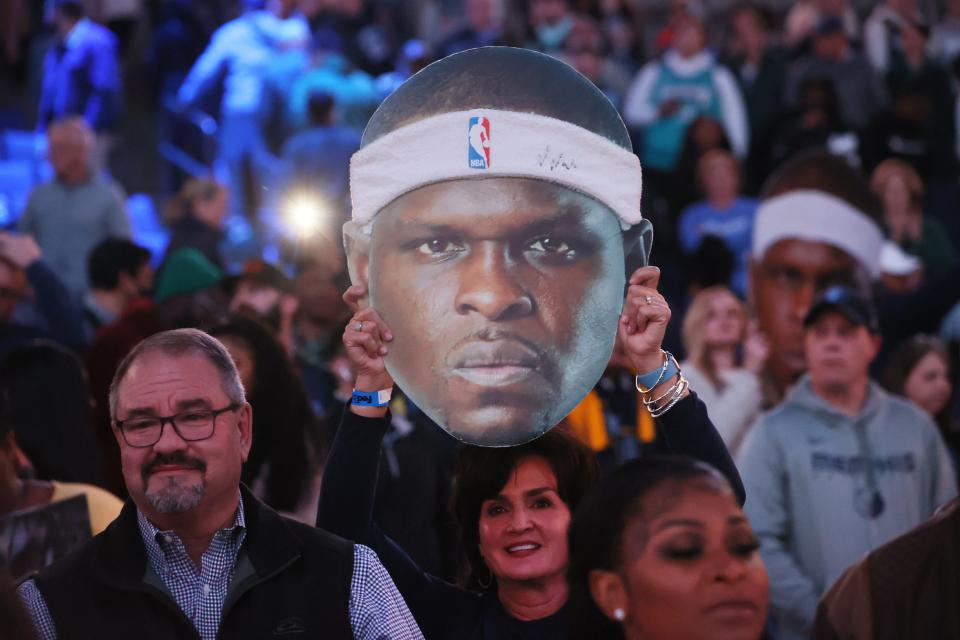 Fans celebrate former Memphis Grizzlies great Zach Randolph during his jersey retirement ceremony, the first in franchise history, at FedExForum on Saturday, December 11, 2021. 