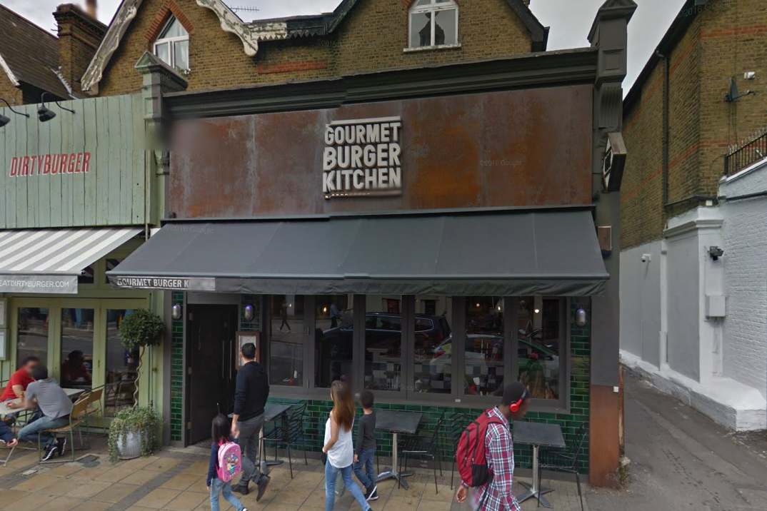 The branch of Gourmet Burger Kitchen in Wimbledon, where the incident happened: Google