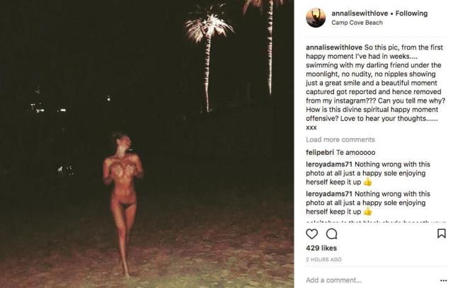 Annalise Braakensiek contests Instagram's nudity policy