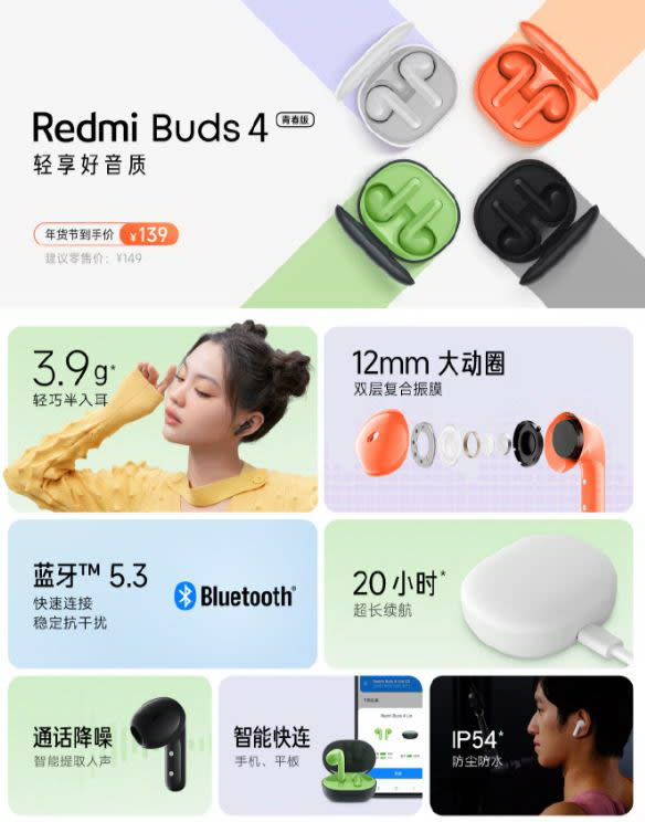 圖／Redmi Buds 4青春版。(Redmi微博)