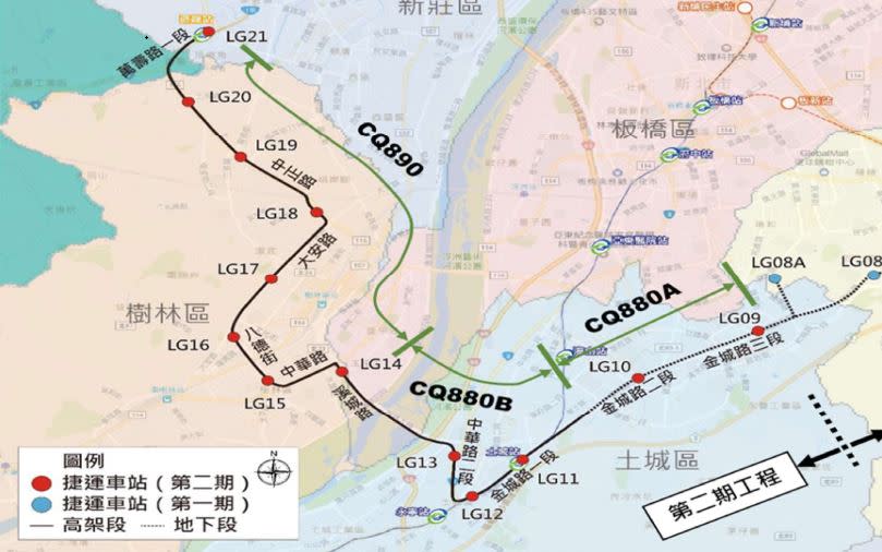 萬大線第二期工程CQ880A路段，全長約為2.84公里。   圖：台北市捷運局／提供