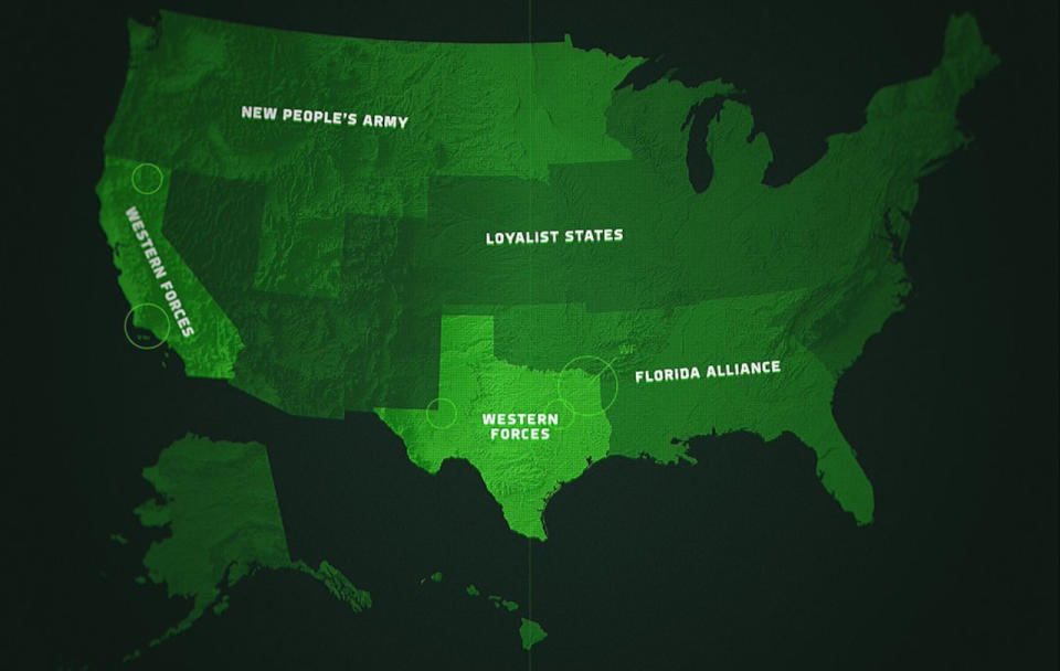 A24's map of Civil War factions.