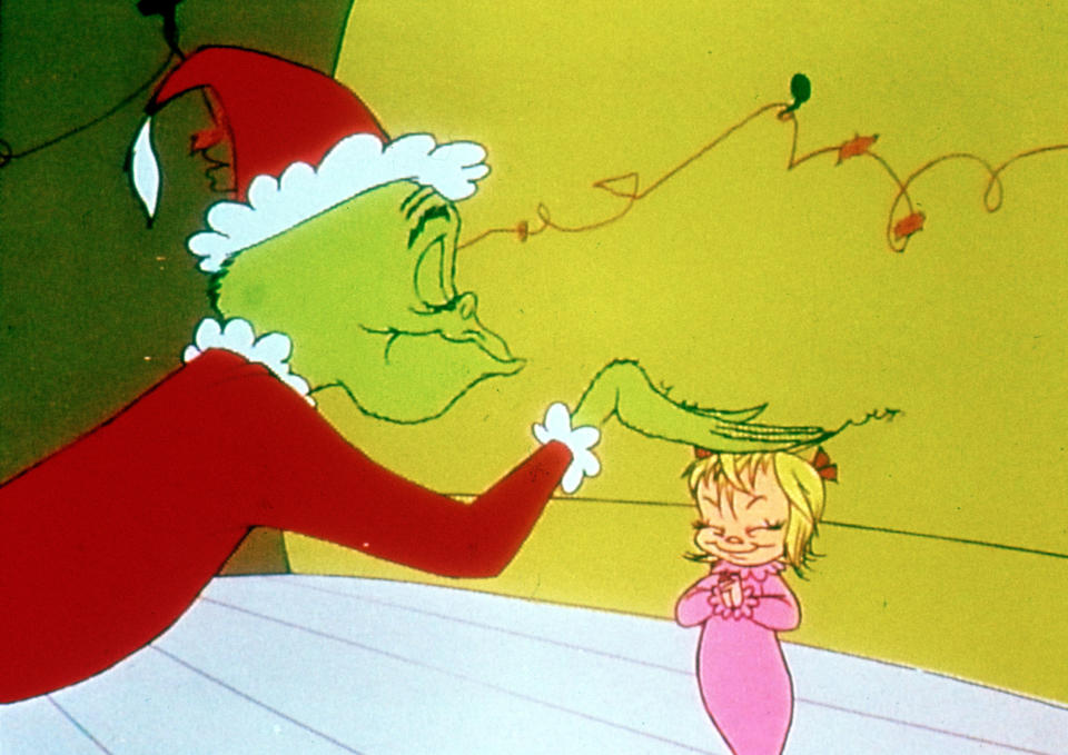 This image released by NBC shows a scene from the 1966 holiday classic "How the Grinch Stole Christmas," airing Dec. 3 and Dec. 25 on NBC. (NBC via AP)