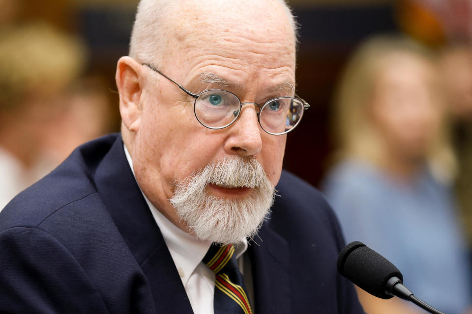 Special counsel John Durham testifies about his report on the FBI's inquiry into potential contacts between Donald Trump's 2016 presidential campaign and Russia, before a hearing of the House Judiciary Committee on Capitol Hill in Washington on June 21, 2023. / Credit: JONATHAN ERNST / REUTERS