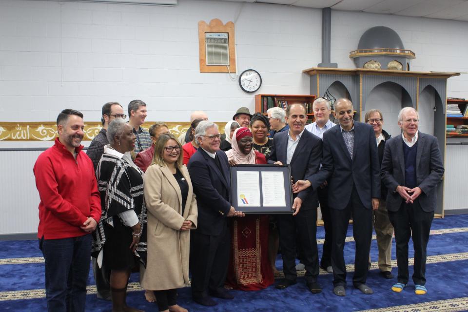 Nashville Metro Council members present a resolution on Nashville's Kurdish community to coincide with the unveiling of a historical marker about the Kurdish community on Saturday, Jan. 21, 2023.