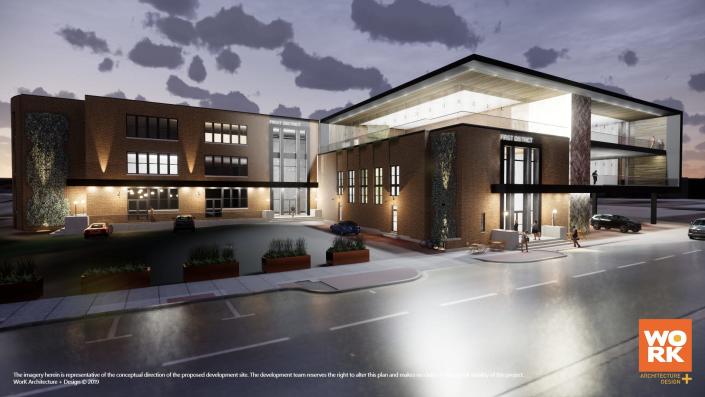 A rendering of the renovated former Two Rivers Middle School building in Covington, Ky.