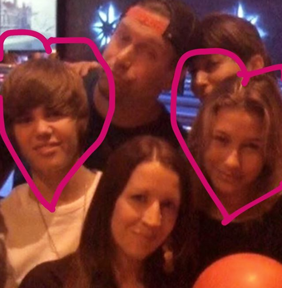 A photo of Justin Bieber, his future wife wife Hailey Baldwin and her dad, actor Stephen Baldwin in 2009.