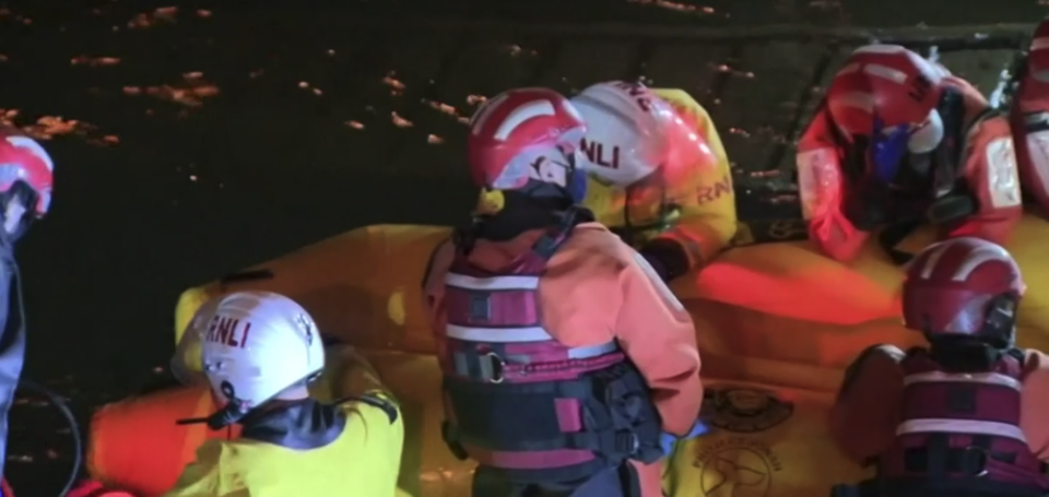 Crews work into the night to free the whale. Source: ABC