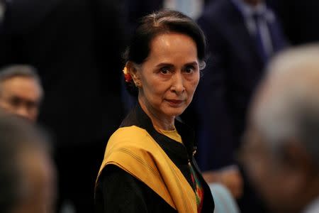 Myanmar State Counselor Aung San Suu Kyi attends the opening session of the 31st ASEAN Summit in Manila, Philippines, November 13, 2017. REUTERS/Athit Perawongmetha/Files