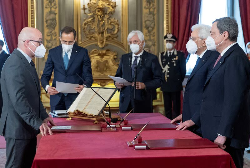 FILE PHOTO: Prime Minister designate Draghi and his new government are sworn-in, in Rome