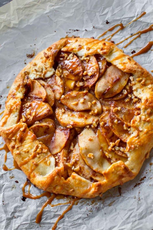 <p>Sally's Baking Addiction</p><p>From scratch salted caramel apple galette is as delicious and impressive as pie, but half the work! This easy fall dessert is complete with homemade pie crust and a drizzle of salted caramel. </p><p><strong>Get the recipe: <em><a href="https://sallysbakingaddiction.com/salted-caramel-apple-galette/" rel="nofollow noopener" target="_blank" data-ylk="slk:Salted Caramel Apple Galette;elm:context_link;itc:0;sec:content-canvas" class="link ">Salted Caramel Apple Galette</a></em></strong></p>