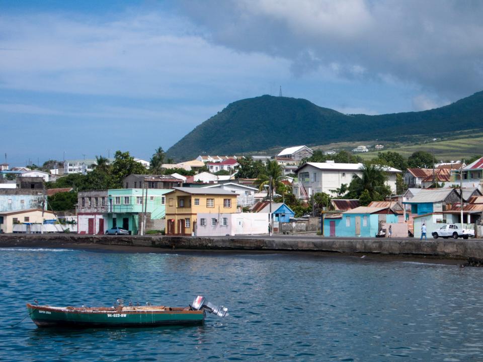 Waterfront Basseterre main settlement on St Kitts Caribbean island